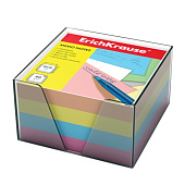 Блок для записей ERICH KRAUSE в подставке прозрачной, куб, 9х9х5, цветной, 5141